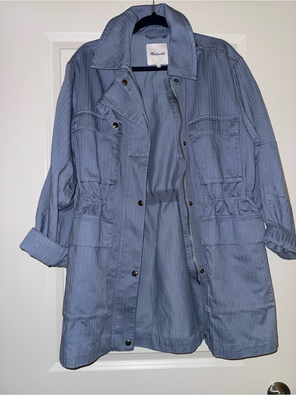 Madewell Dusty Blue Utility Jacket with Drawstring Waist